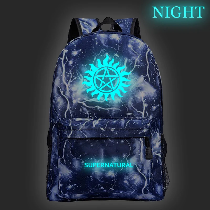 Hot Supernatural Luminous Backpack Winchester Bros Sam Dean Boys Girls School Rucksack Men Women Teens Travel Bag