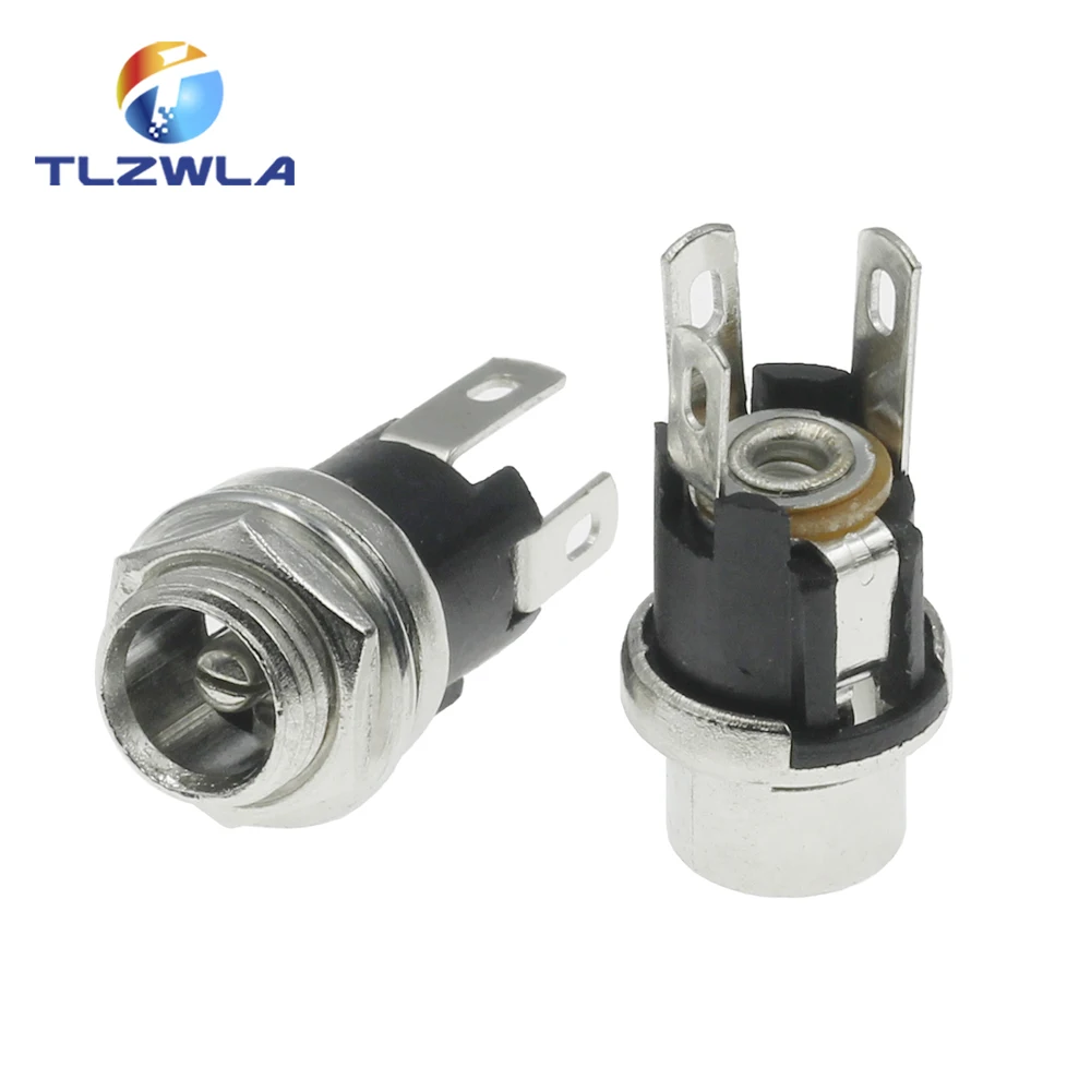 10PCS DC025M 5.5*2.1/2.5mm DC Socket With Nut 5.5x2.1/5.5x2.5 mm DC Power Jack Socket Female Panel Mount Connector