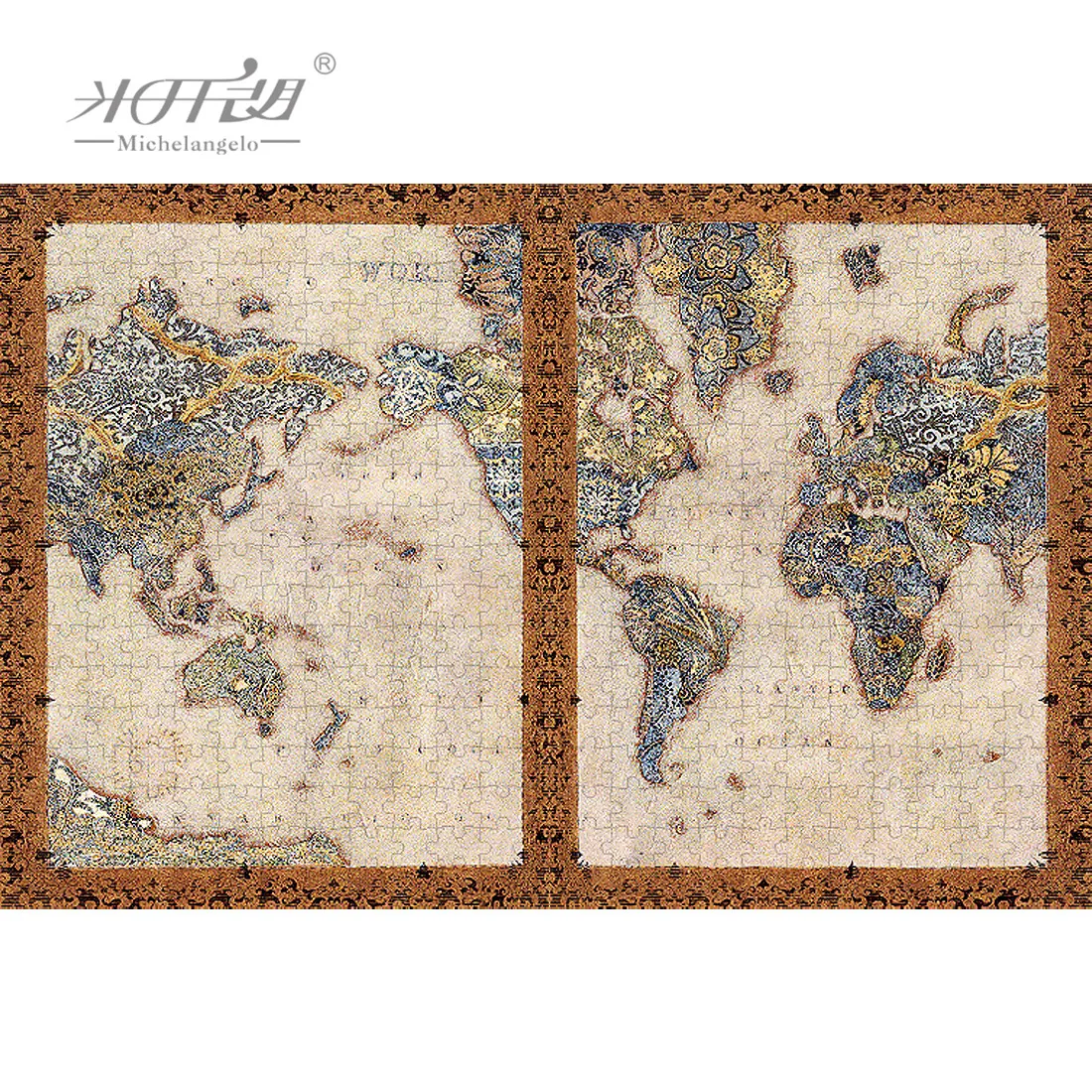 

Michelangelo Wooden Jigsaw Puzzle 1000 1500 2000 Piece World Map Collage Version Educational Toy Collectibles Oil Painting Decor