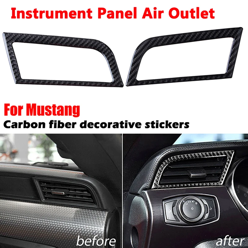 

Car Instrument Panel Air Outlet Sticker Carbon Fiber Sticker Trim Frame Fit For Ford Mustang 2015-2019 Decorative Accessories