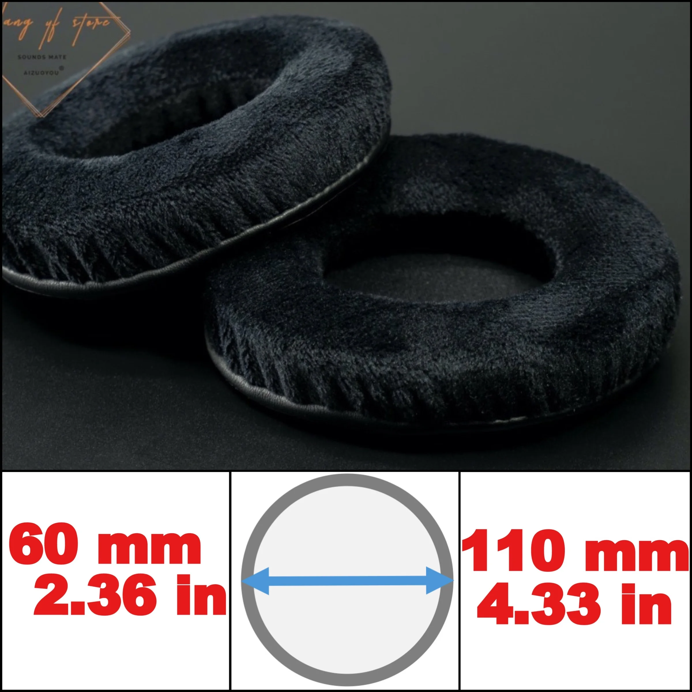 Thick Velour Velvet Ear Pads Cushion For Beyerdynamic AKG Sony Denon Headphone - 60 65 70 75 80 85 90 95 100 105 110 115 mm