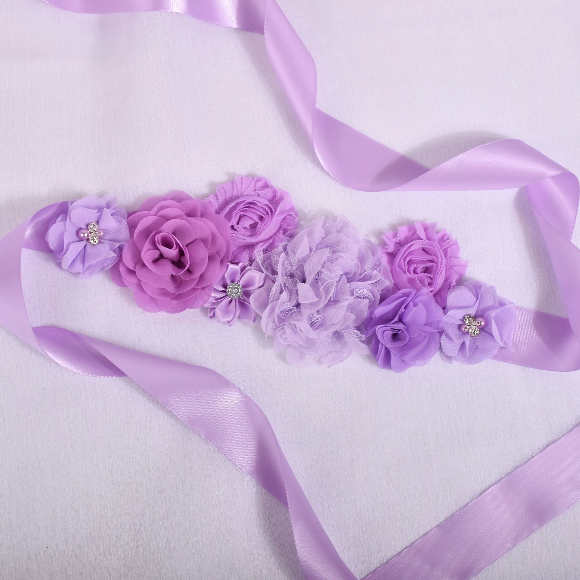 Maternity Sash Women Lavender Flower Sash Pregnancy Belly Belt Photo Props Gift Baby Shower Party Sash