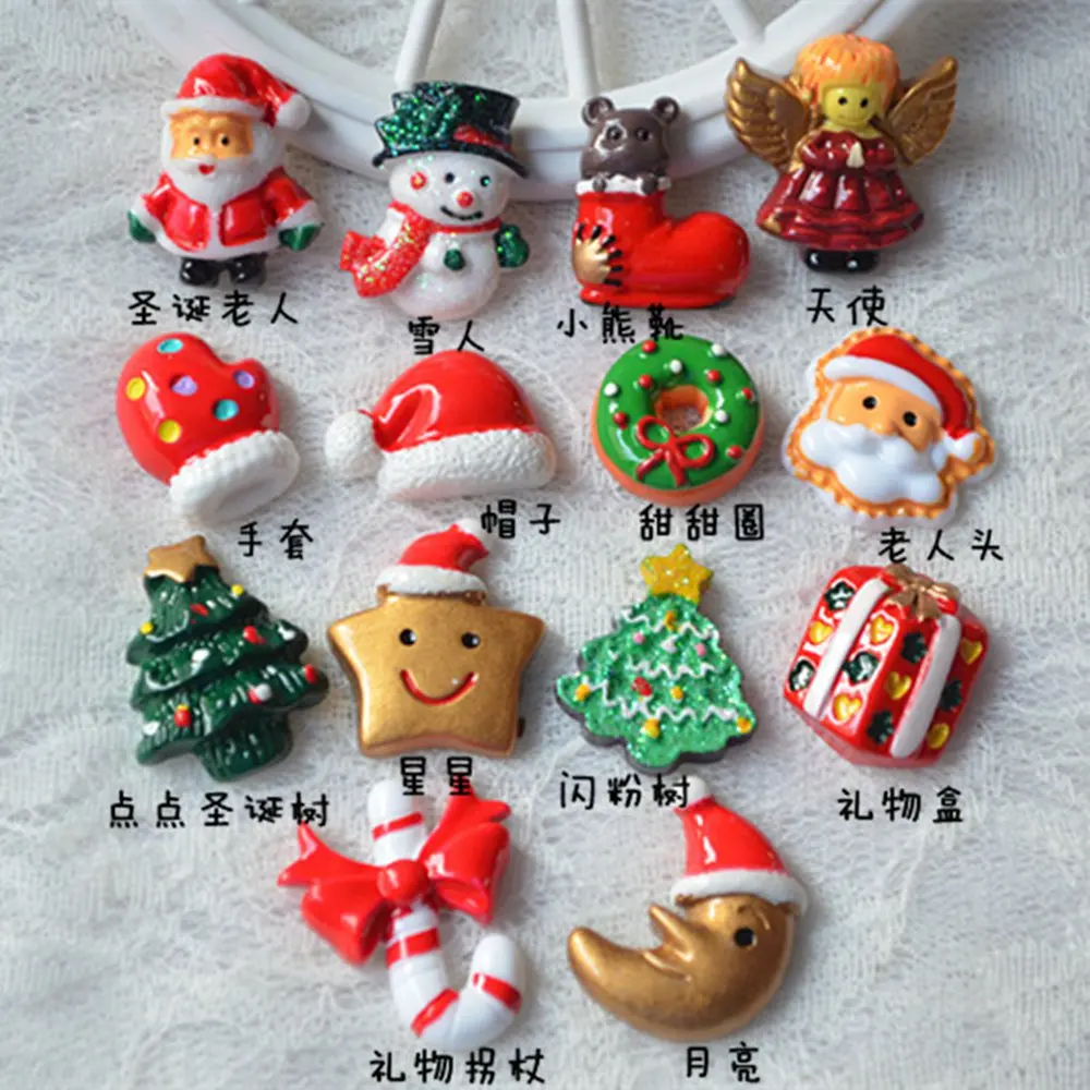 100pcs/lot Christmas series 3D resins patches diy decoration crafts phone hair accessories wholesale