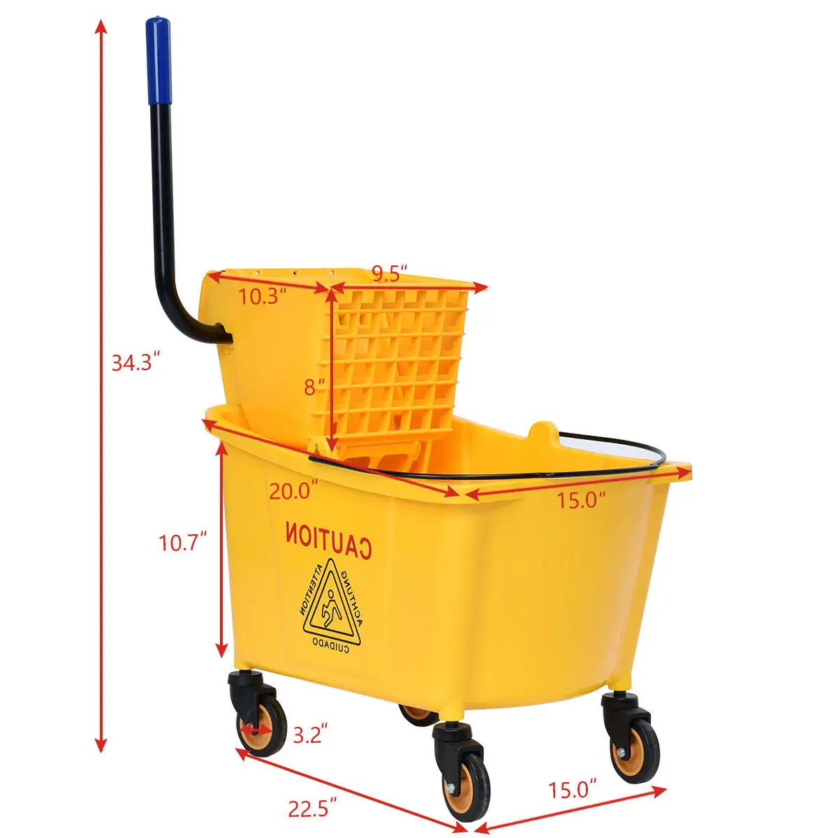 Costway 35 Quart Side Press Wringer Mop Bucket Mop Bucket Wringer Combo