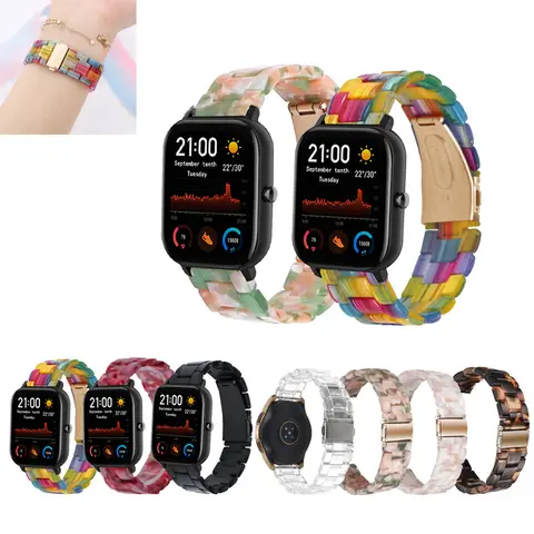 20mm Transparent Resin Strap Band for Huami Amazfit GTS 4 3 2e / GTS2 mini GTS3 GTS4 / Bip Lite S U / GTR mini Replacement strap