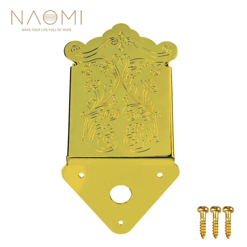 NAOMI Mandolin Tailpiece Decorative Gold Mandolin Tailpiece For 8-String Mandolin Tailpiece Replacement With Screws