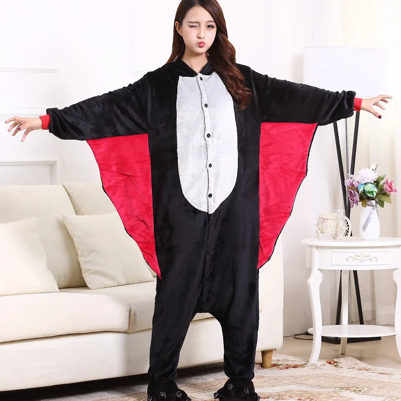 Jumpsuit Rumah Onesie Hewan Lucu Bat Kigurumis Pakaian Tidur Malam Kartun Jumpsuit Rumah untuk Wanita Dewasa Pakaian Pesta Setelan Terusan