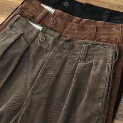 Pantalones de herramientas de pana gruesa Retro americana para hombre, Algodón puro, lavado, antiguo, suelto, recto, informal, papá, Otoño, nuevo