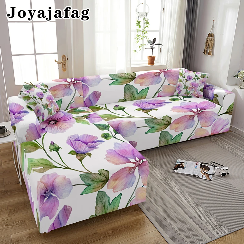 1/2/3/4 Seater Flowers Print Sofa Covers For Living Room Sectional Corner Couch Cover Washable Elastic L Shape Slipcover