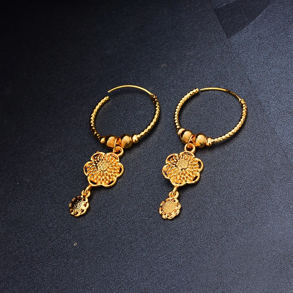 Dubai Small 24k Gold Color Earrings  For Women Twist African Party Wedding Gifts Earrings Gift