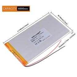 3.7 V tablet battery 6000 mah each brand tablet universal rechargeable lithium batteries 3790140