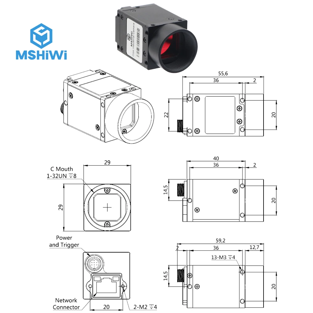 High Speed Gige Ethernet Industrial Machine Vision Color Digital USB Camera Global Shutter C Mouth Provide SDK Windows Linux