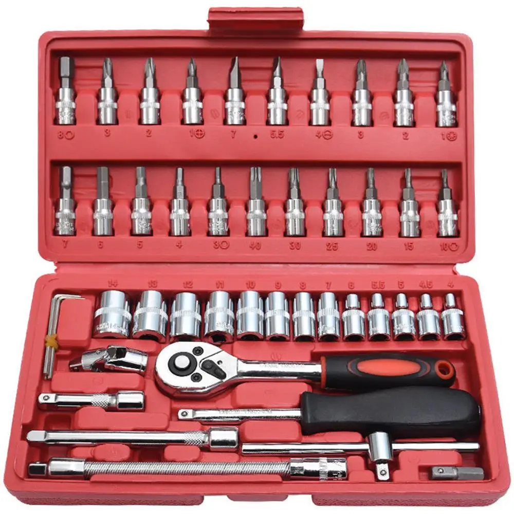 46 pcs sets of chrome vanadium steel sleeve tool combination repair kit tool sleeve car repair hand tool set