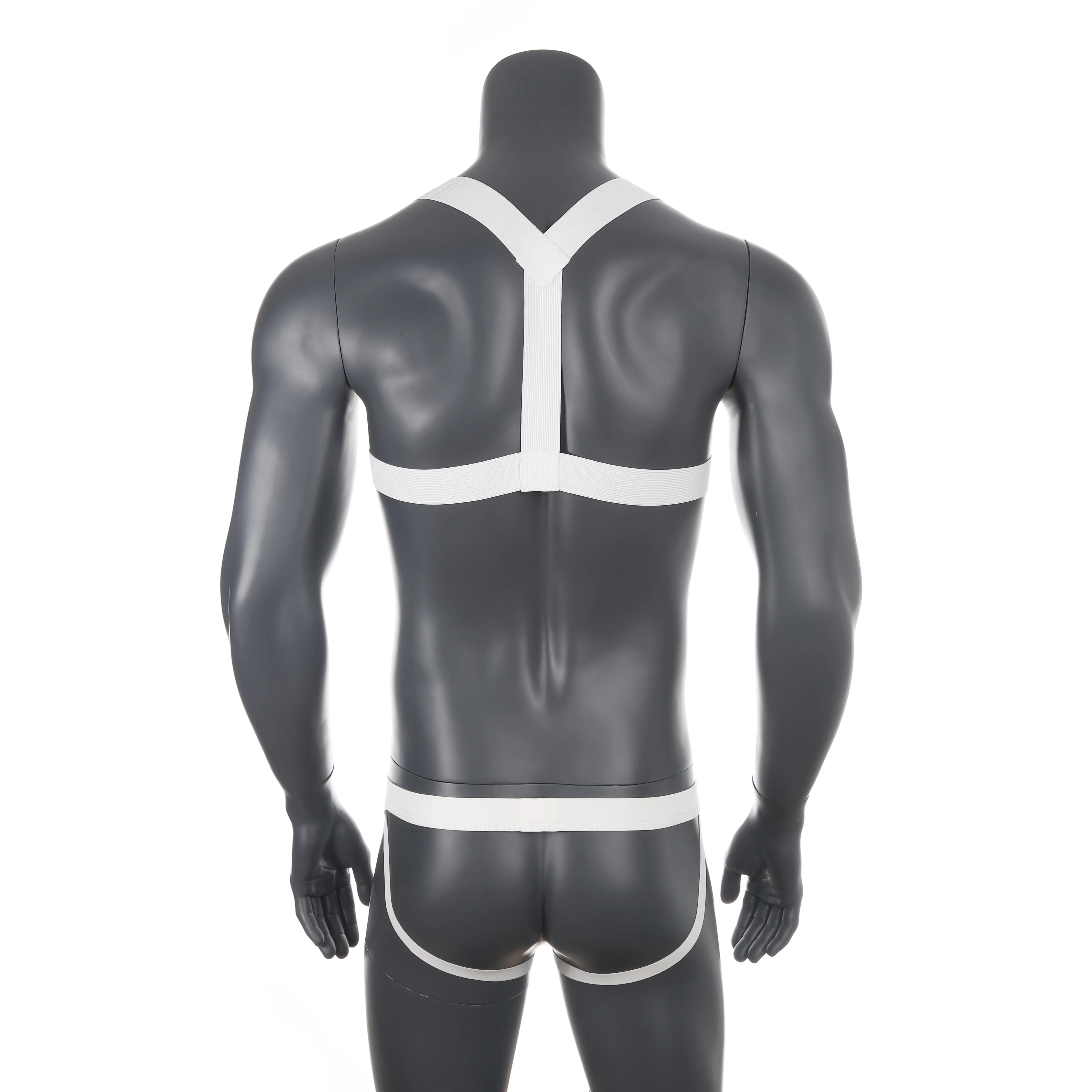 Conjunto de arnés para el pecho y el cuerpo para hombre, Tanga de malla elástica para el hombro, suspensorio para escenario, traje Sexy, Bondage, CLEVER-MENMODE