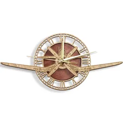F4U-4 Corsair Wooden Wall Clock Military Attack Jetfighter Silent Non-ticking Wall Watch Modern Design For Bedroom Aircraft Gift