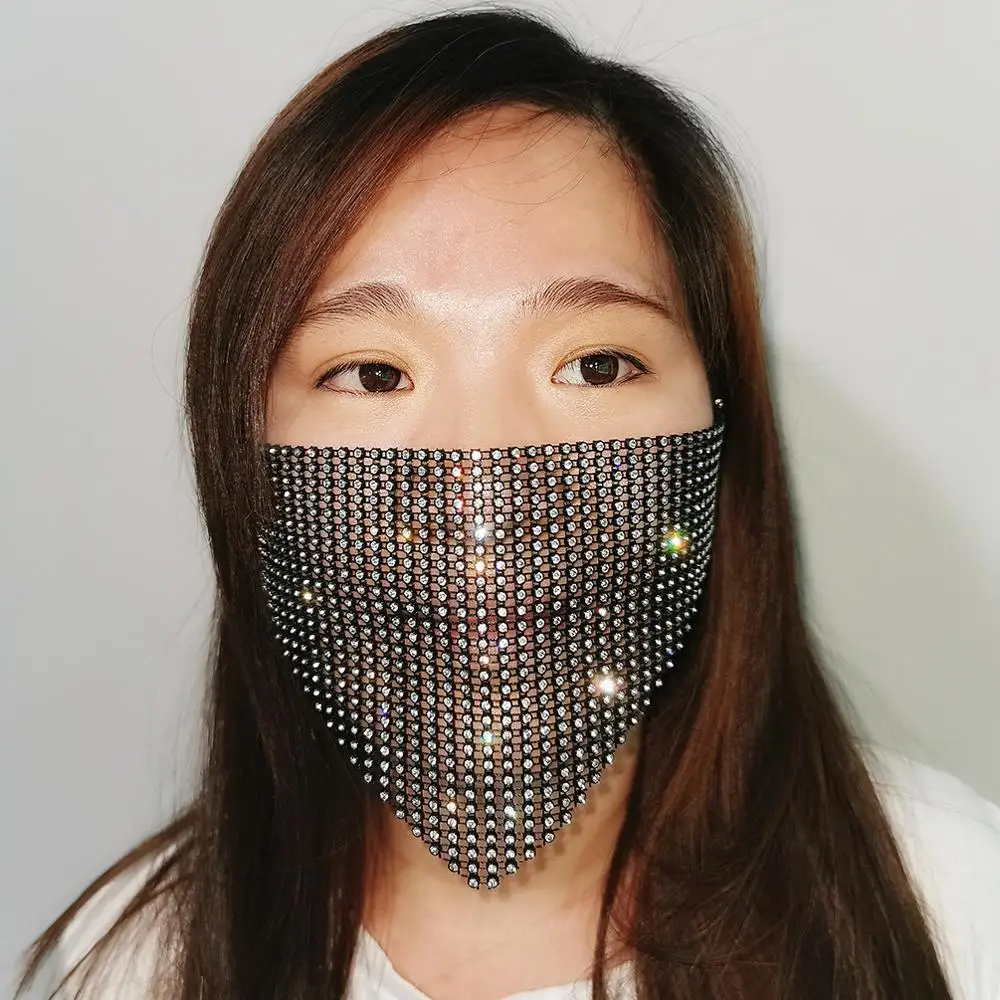 MANILAI-أقنعة حجر الراين المتلألئة للنساء ، مجوهرات مسائية مثيرة ، غطاء للوجه ، مجوهرات للجسم ، قناع للوجه ، قناع فتاة