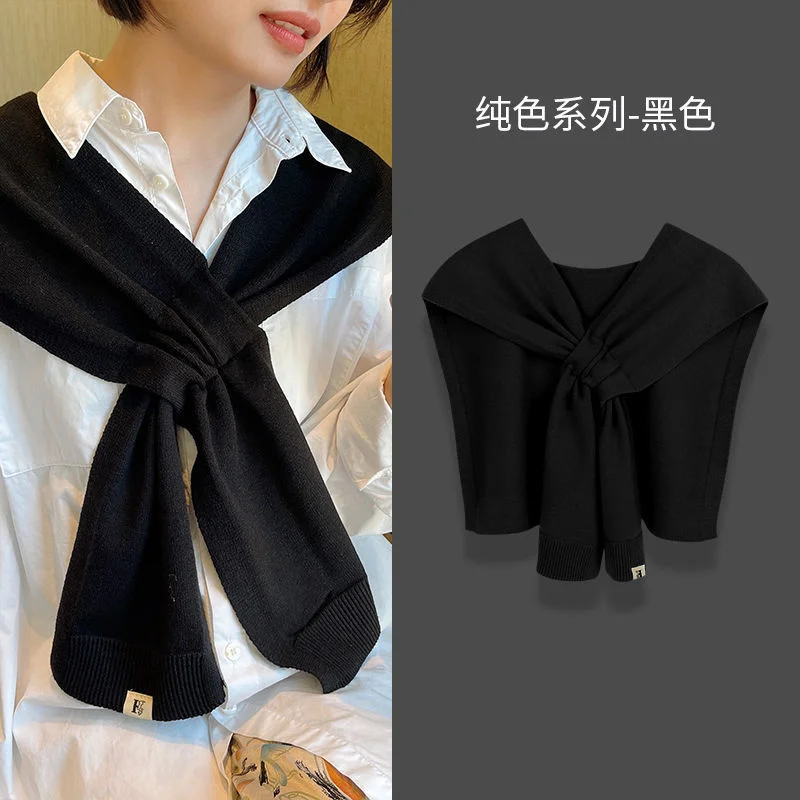 Knitted Green Shawl Women Autumn Winter Korean Style 2022 Solid Cross Scarf Fashion Wild Warm Neck Protector