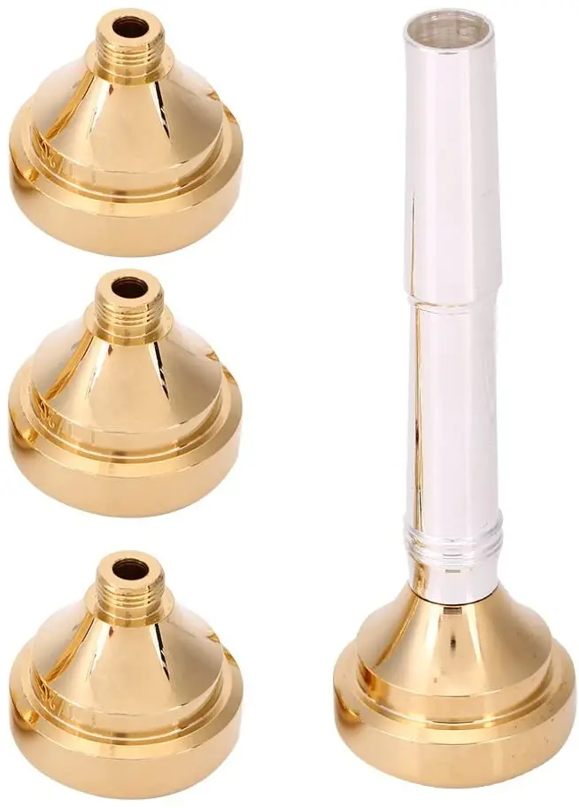 Trumpet Mouthpiece Set with golden Silver Plated Convertible 1 1/2C 3C 5C 7C Cups for Brass Guitar