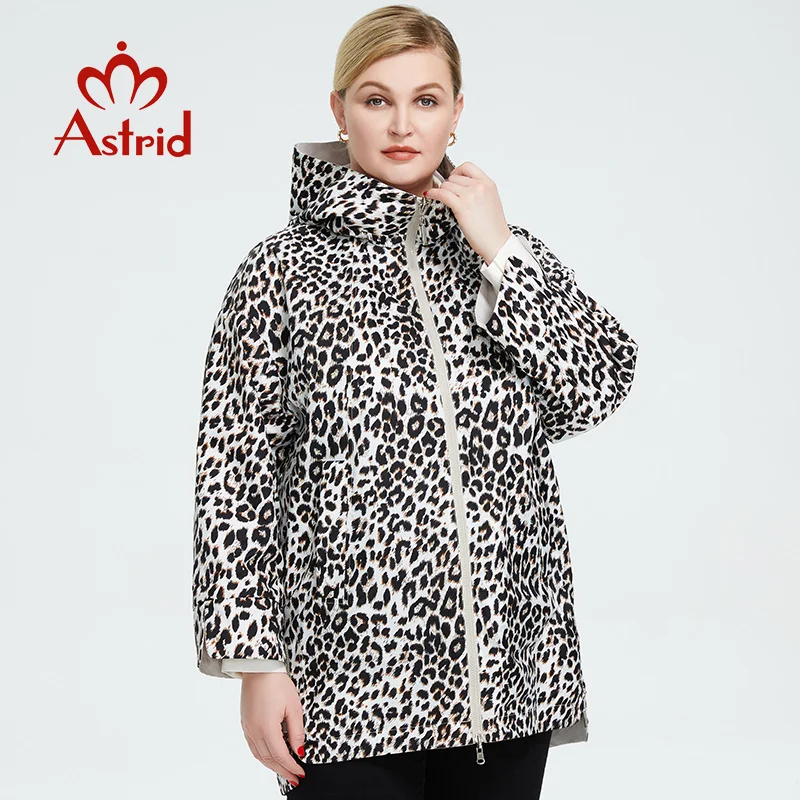 Astrid 2022 Spring Autumn Women's Jacket Oversize Double Sided Warm with hood zipper Leopard Coat Women Parkas Outerwear AM-9736