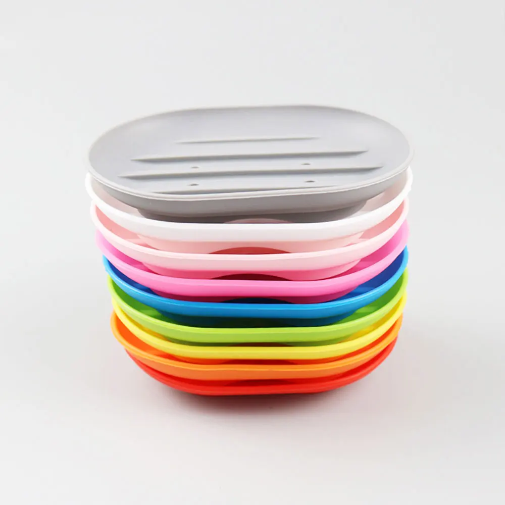 Silicone world Bathroom Dish Plate Case Home Shower Travel Hiking Holder Container Soap Box Soap Rack Flexible Soap Dish