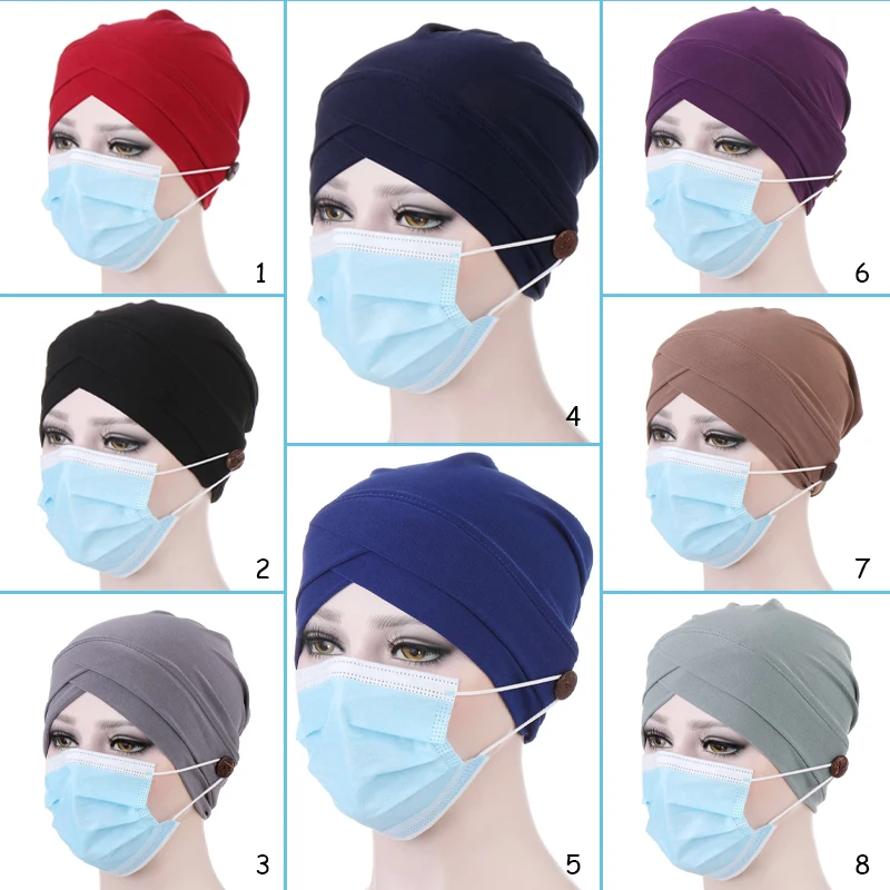 Muslim Turban Caps Women Forehead Crossed Muslim Turban Wrap Cover​  Head Scarf Headwear Hijabs Tube Cap Turbante