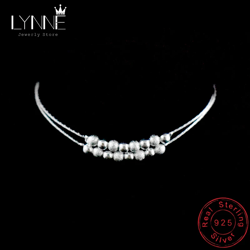 Gorąca sprzedaż Dwuwarstwowy koralik kulkowy Damska bransoletka na kostkę 925 Sterling Silver Frosted Beads Wisiorek Łańcuch na stopę Bransoletka plażowa Biżuteria