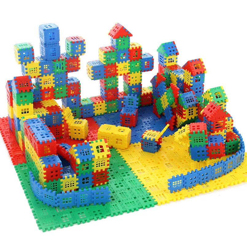 180Pcs Large Size Plastic 3D Interconnecting Building Blocks Toys For Children Learning Colorful DIY Block Boys Toy Brain Game