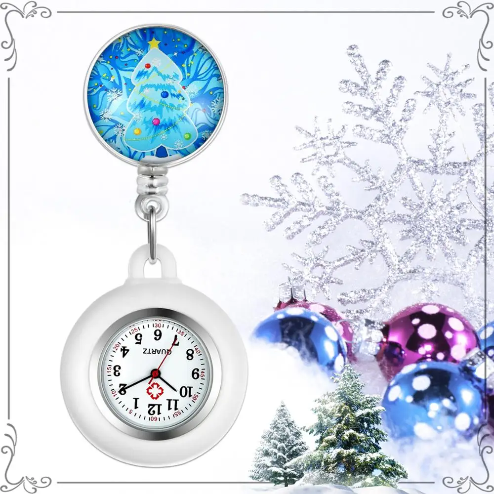 

LANCARDO Fashion Christmas Tree Clip-on Fob Brooch Pendant Hanging Quartz Pocket Adjustable Watch For Medical Doctor Nurse Watch