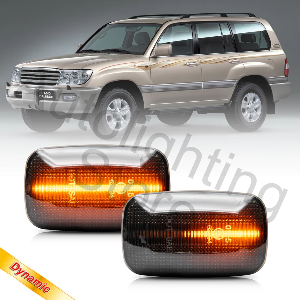 2X For Lexus LX470 98-07 Toyota Land Cruiser 100 Prado 90 Series FJ Hilux Dynamic Amber Led Side Marker Light Turn Signal Lamps