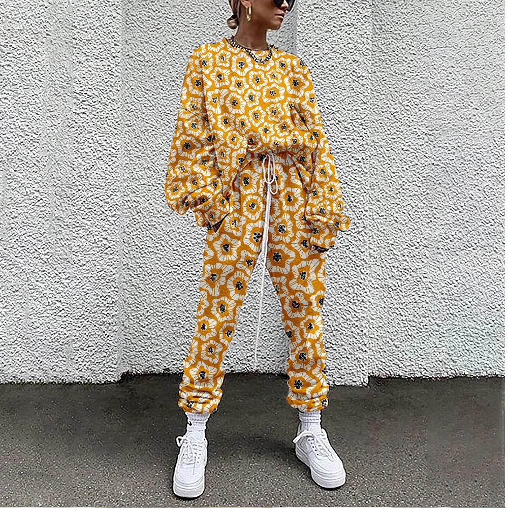 SOJINM Women New Fashion Two Piece Set Suit Outfits Floral Print Casual Sport Suit Woman Set Autumn Women Tracksuit 6XL