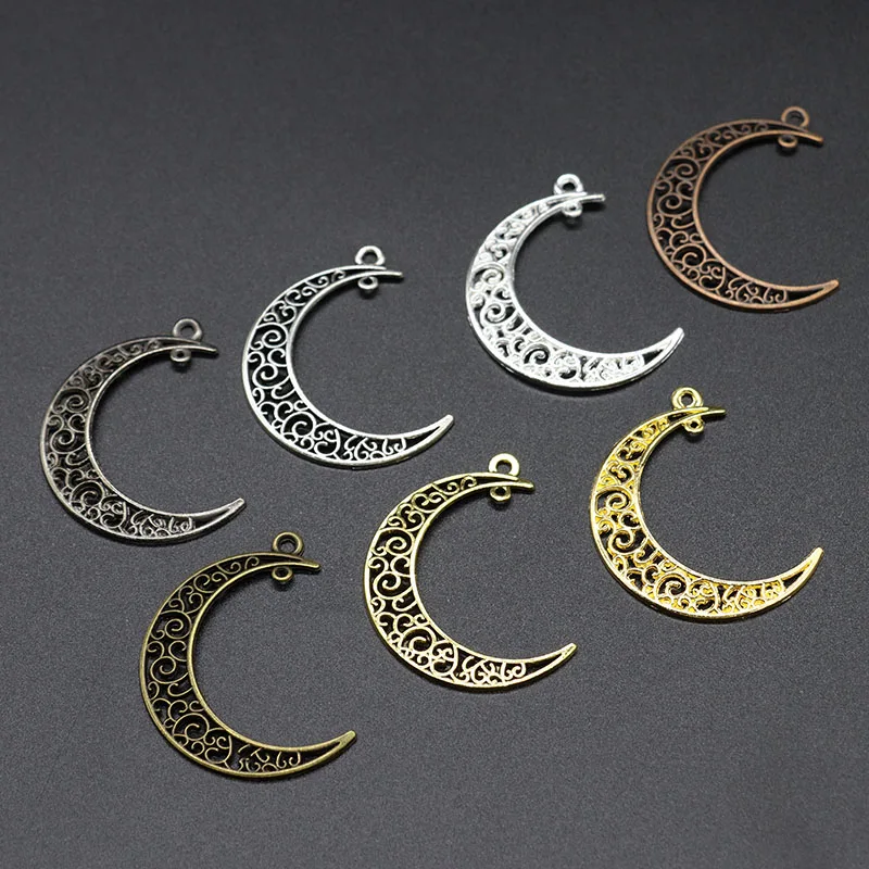 Mibrow 20pcs/lot Vintage 7 Colors Moon Charms Pendant 37mm Size Moon Charm for DIY Jewelry Making Findings