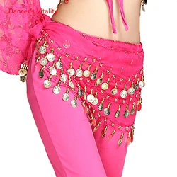 Belly Dance Belt Costumes Sequins Tassel Belly Dance Hip Scarf for Women Belly Dancing Belts Indain Wavy Line Coin Dance Belt