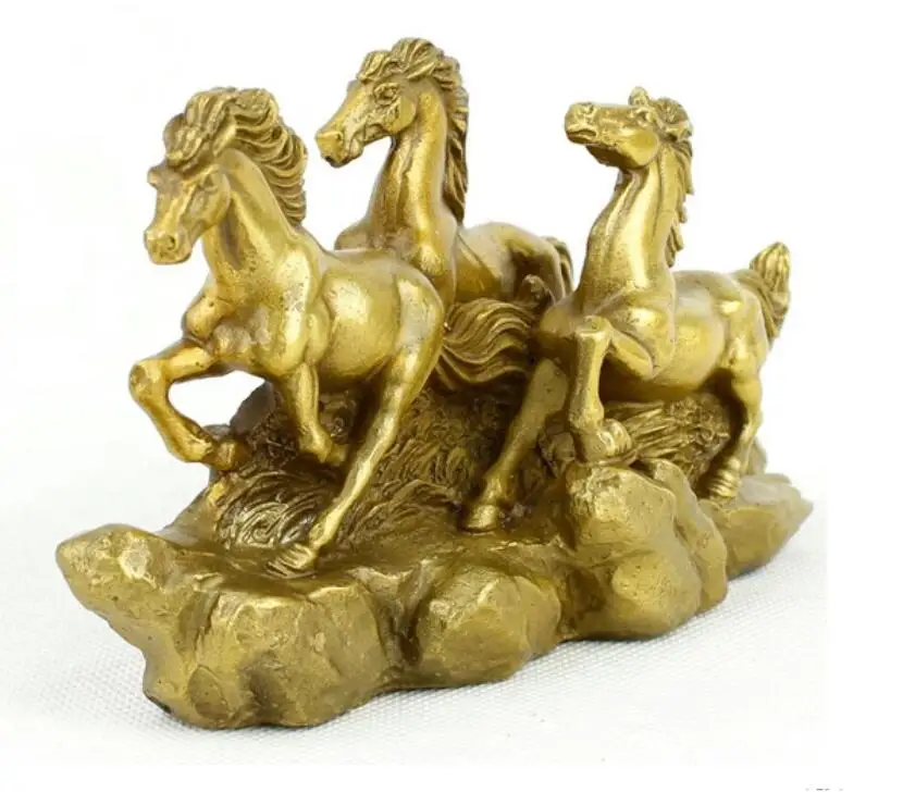 

Pure copper modern Chinese style three galloping horse craft animal decoration