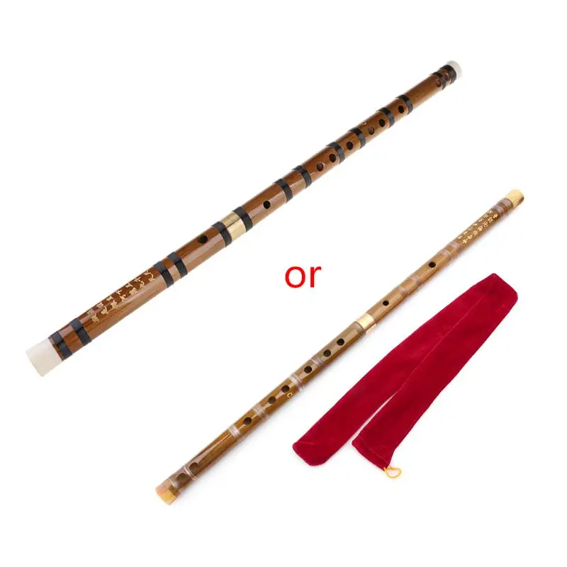 Professional Bamboo Flute Chinese Woodwind C D E F G for Key Transverse Flute Dizi Brown Color