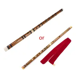 Professional Bamboo Flute Chinese Woodwind C D E F G for Key Transverse Flute Dizi Brown Color