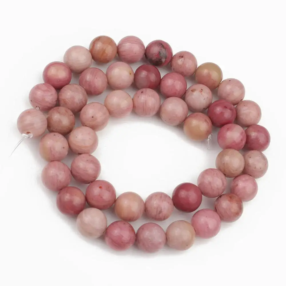 AAA Natural Rhodonite Stone Round Loose Beads For Jewelry Making DIY Bracelet Necklace 15.5\