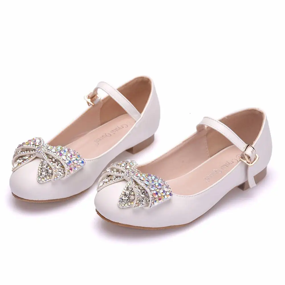 2020 New Arrival Wedding Party Floral Children shoes Performance Dance Rhinestone bow Girls Shoes Princess Kids Shoes