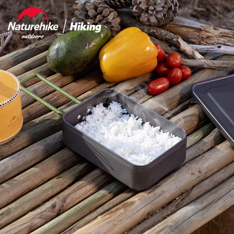 Naturehike Square Lunch Box Outdoor Picnic Camping Mountaineering Foldable Handle Portable Aluminum Lunch Box Bento Box