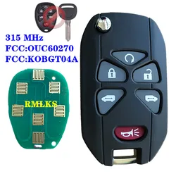 Odwróć składany klucz zdalny OUC60270 KOBGT04A 315MHz ID46 Chip dla buicka dla chevroleta dla cadillaca Pontiac Saturn Uncut Blade