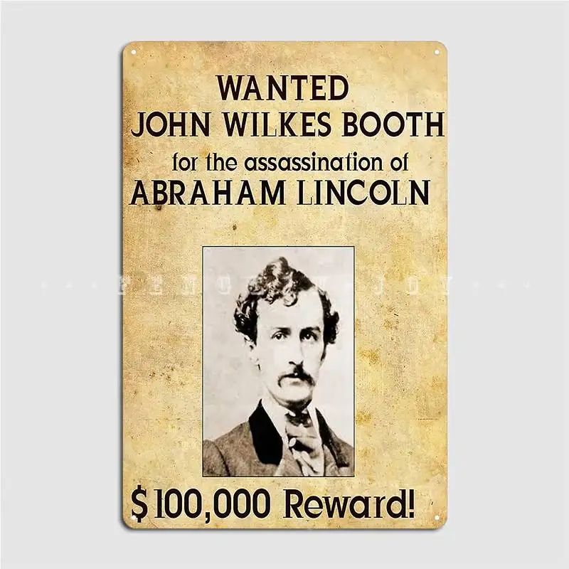 John Wilkes Booth Wanted Metal Sign Kitchen Retro Cinema Kitchen Poster Tin Sign Posters