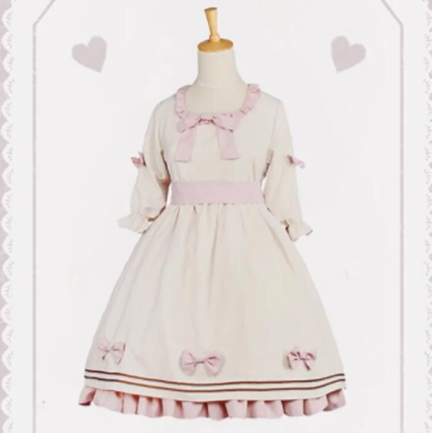 Kawaii ragazza gothic lolita op loli Dolce lolita dress vintage bowknot del manicotto di soffio a vita alta principessa tea party victorian dress