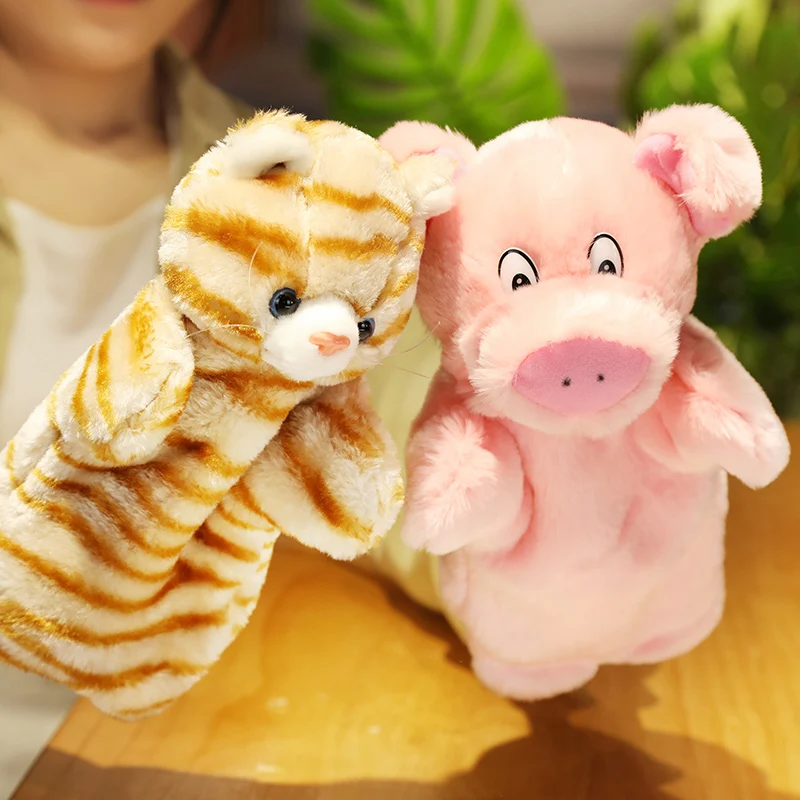 

Children Animal Hand Puppet Toy Cartoon Cute Plush Elephant Turtle Owl Cat Puppet Toy Hand Doll Storytelling Education Toy Gifts