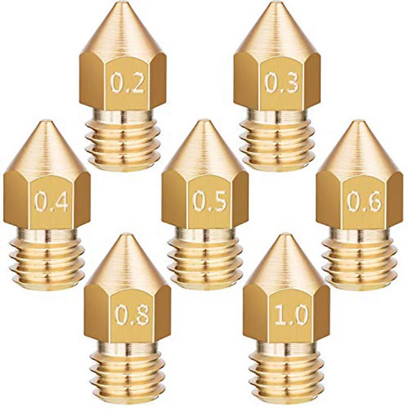 30PCS 3D Printer Extruder Nozzles Extruder Print Head 0.2 0.4 0.6 0.8 1.0mm for 1.75mm 3D Printer R10 CR10S Ender-3