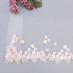 20Yards Embroidered Lace Trim Mesh Floral Fabric for Bra Lingerie Costume Wedding Dress Clothes Sewing Material