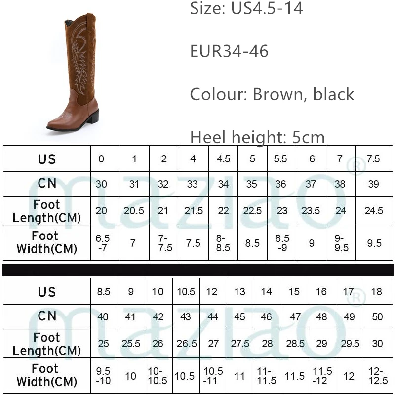 Embossed Microfiber Leather Women Boots Pointed Toe Western Cowboy Boots Mid-calf Chunky Boots Knee High Boots Cowgirl Boots