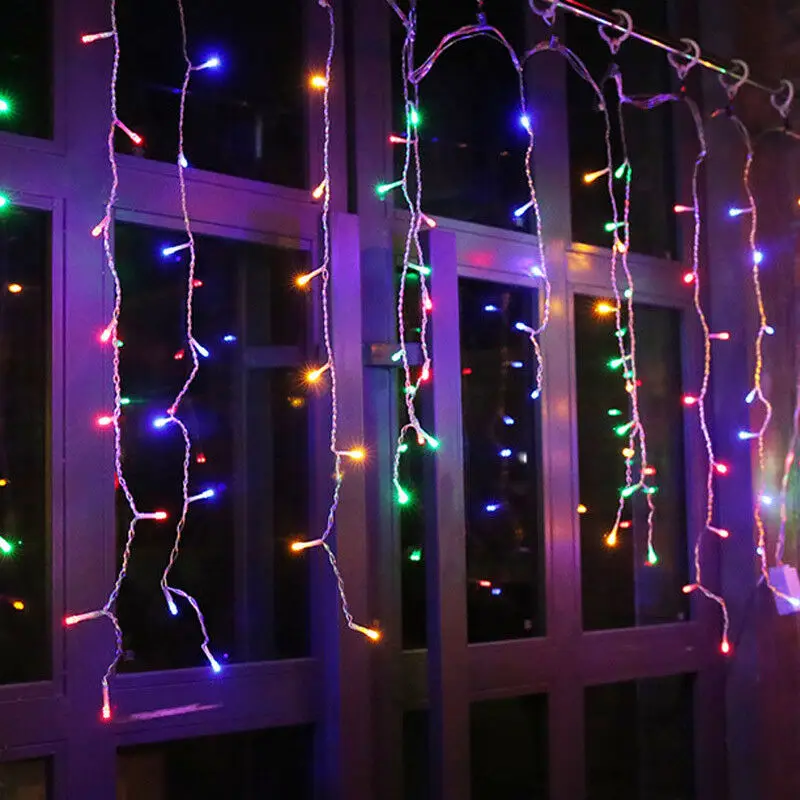 

3.5M 96leds LED String Lights Curtain Icicle Garland Fairy Lamp Christmas Holiday Wedding Party Outdoor Decoration EU/US Plug