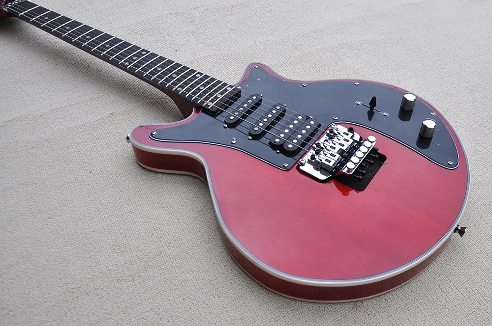 Special shape Red body  Electric Guitar Rosewood Fingerboard,Chrome Hardware,Black pickguard,Provide customized service