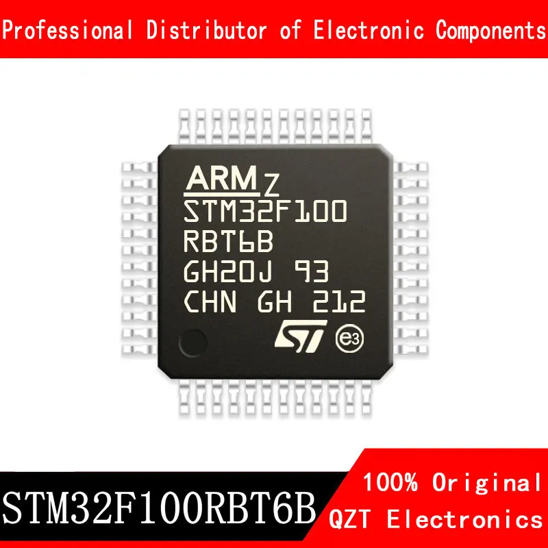 마이크로 컨트롤러 MCU 5 개/몫 STM32F100RBT6B STM32F100 LQFP64, 재고 있음