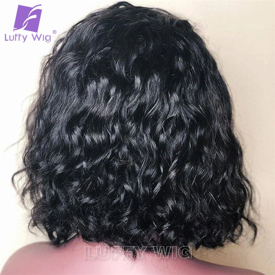 Short Water Wave 13x6 Lace Front Wig Glueless Preplucked Remy Brazilian Hd Transparent Human Hair Wigs Bleached Knots for Women