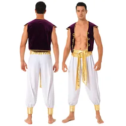 Costume de Prince Arabe pour Homme Adulte, Tenue de Carnaval, Jeu de Glace, Sarouel, Imbibé, pour Halloween